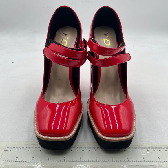 YDN Red Patent Leather Block Heels - Picture 3 of 13